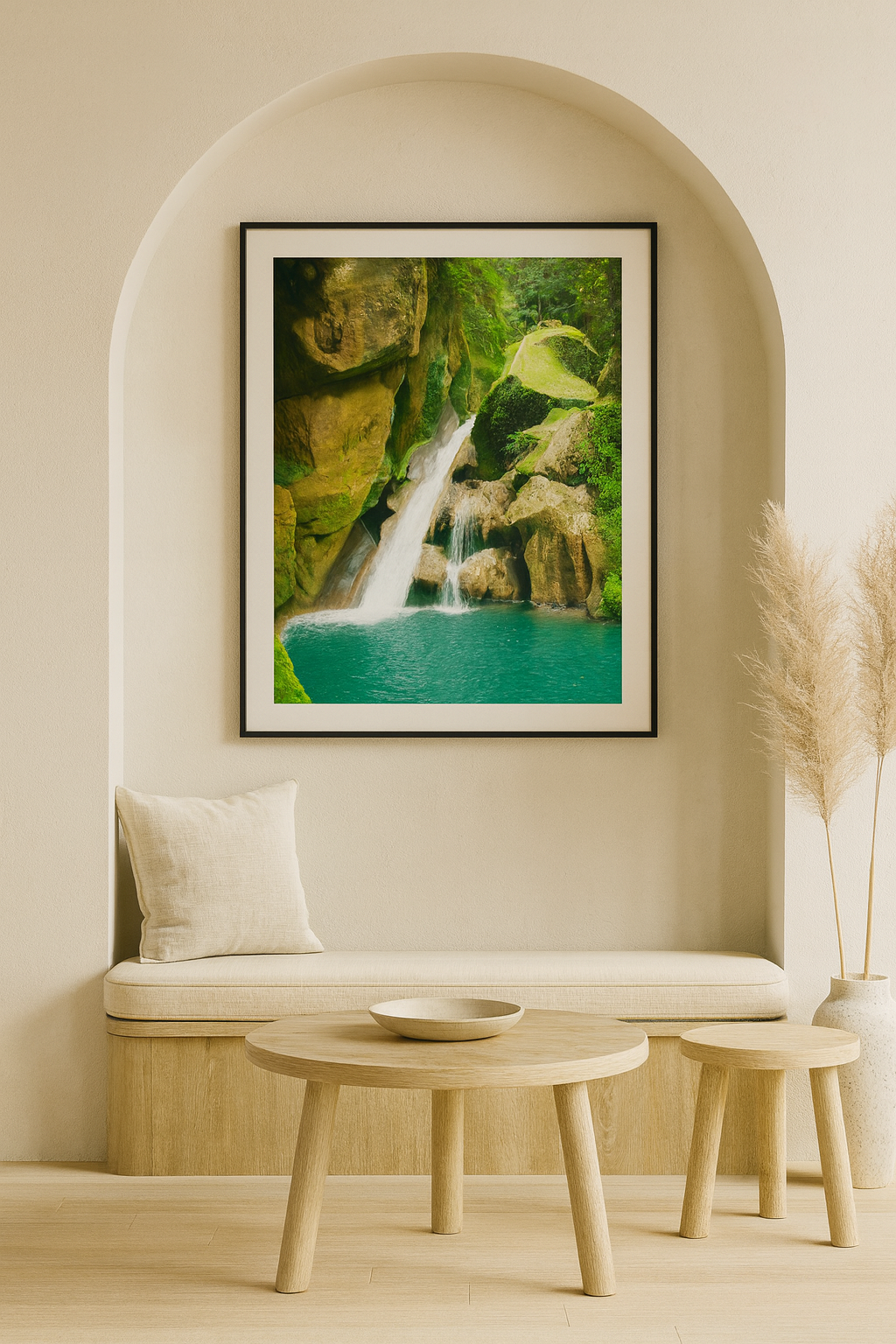 Bassin Bleu Jacmel Waterfall Fine Art Poster, Nature Wall Decor, Home Aesthetic, Gift for Nature Lovers, Tranquil Waterfall Art