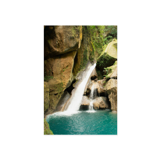 Bassin Bleu Jacmel Waterfall Fine Art Poster, Nature Wall Decor, Home Aesthetic, Gift for Nature Lovers, Tranquil Waterfall Art