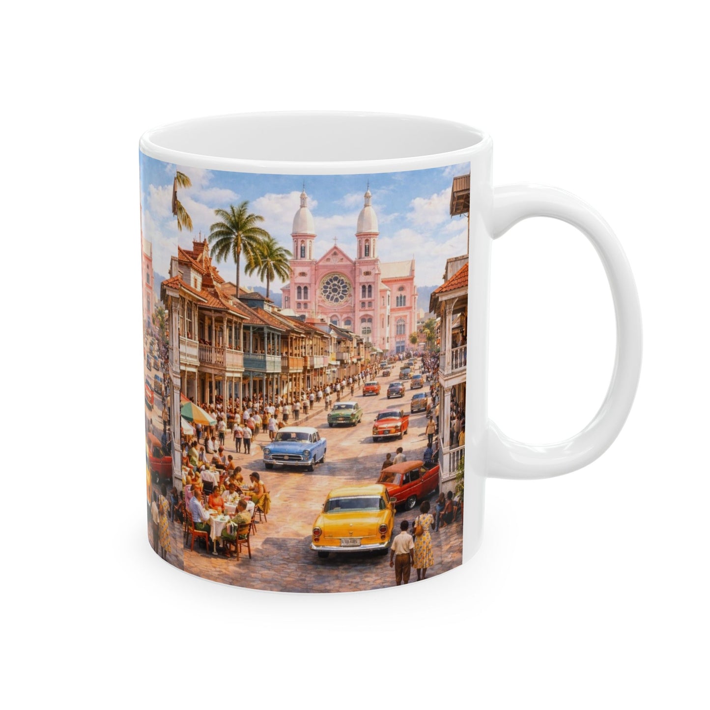 Vintage Haiti Devan Cathedral Coffee Mug — Tropical Caribbean Island Scenic Coffee Cup (11oz)