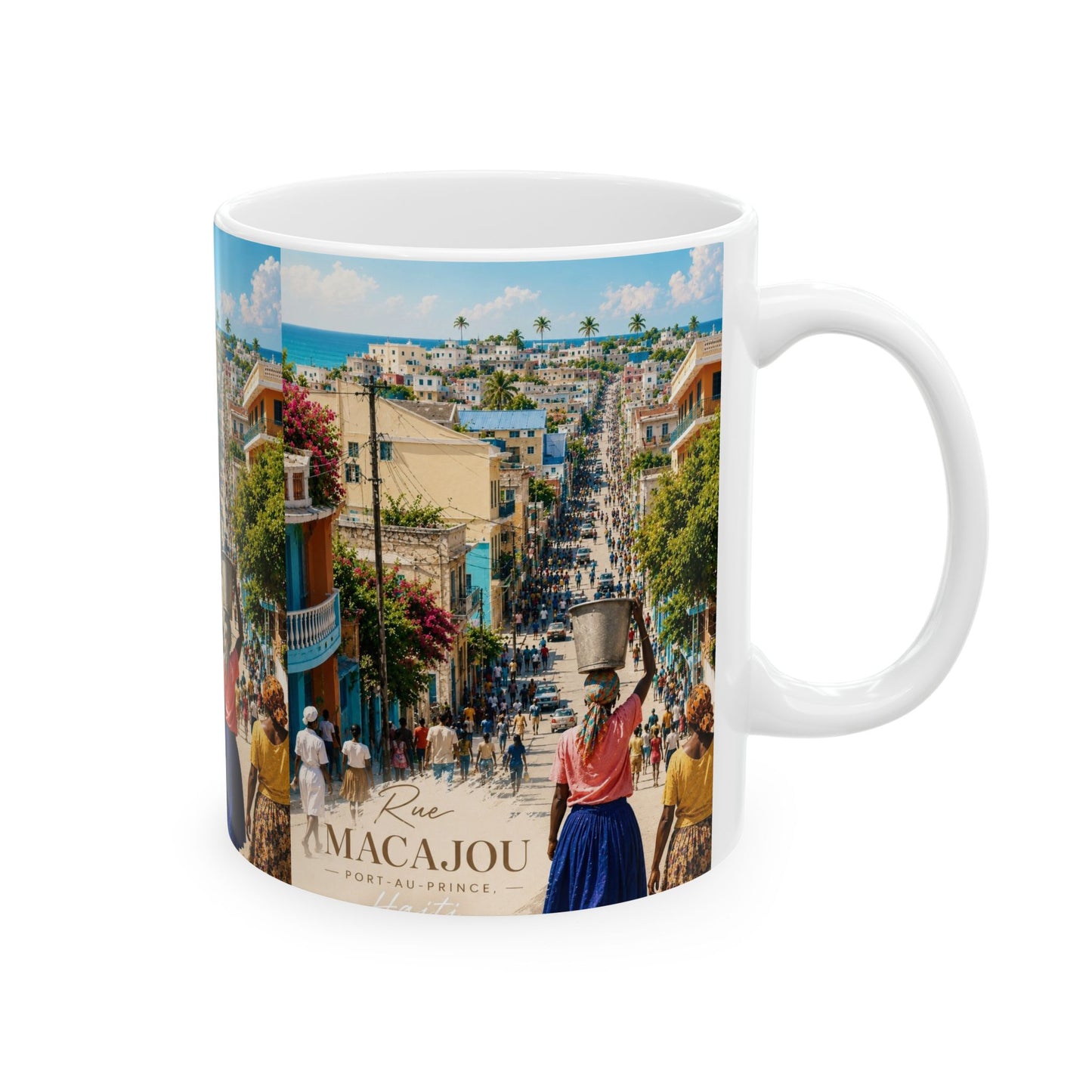 Rue Macajou Port-au-prince Haiti Coffee Mug — Tropical Caribbean Island Scenic Coffee Cup (11oz)