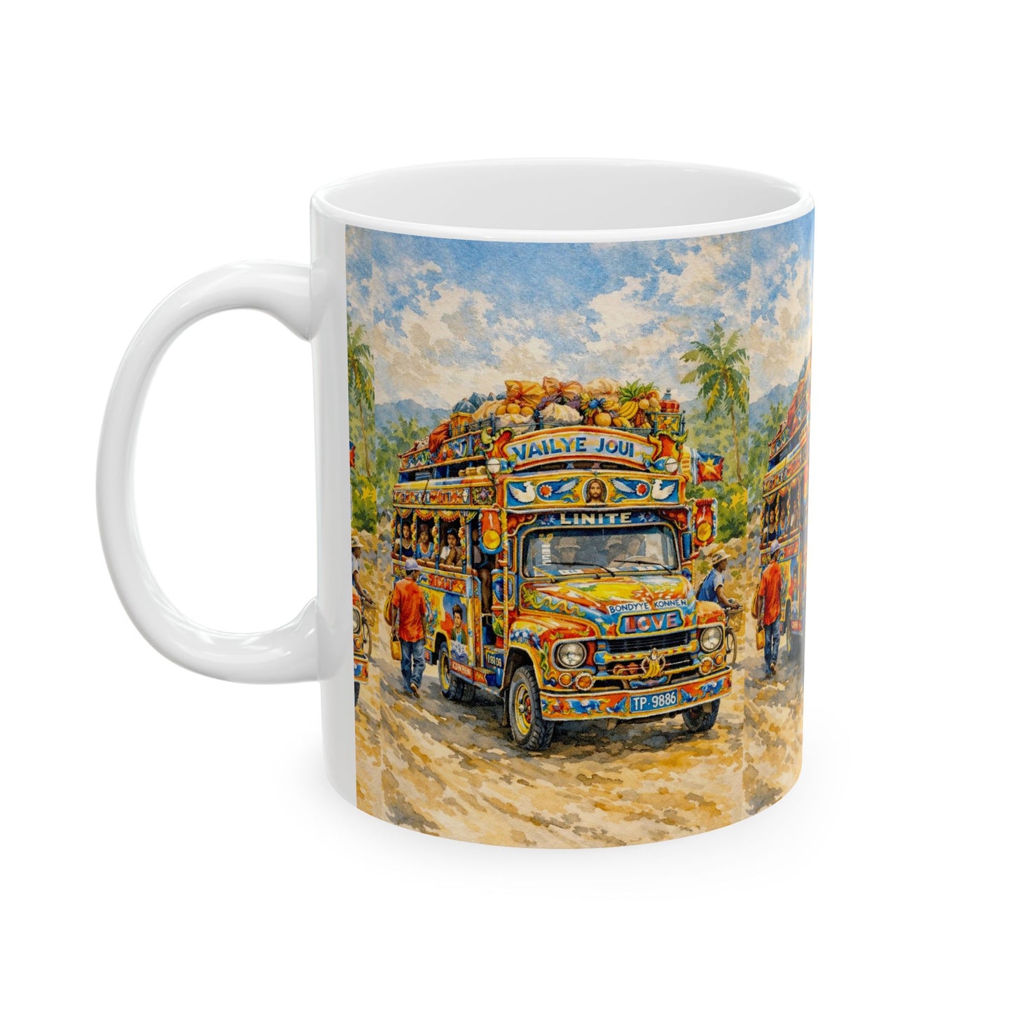 Colorful Haiti Tap-Tap Bus Mug — Tropical Caribbean Island Scenic Coffee Cup (11oz)