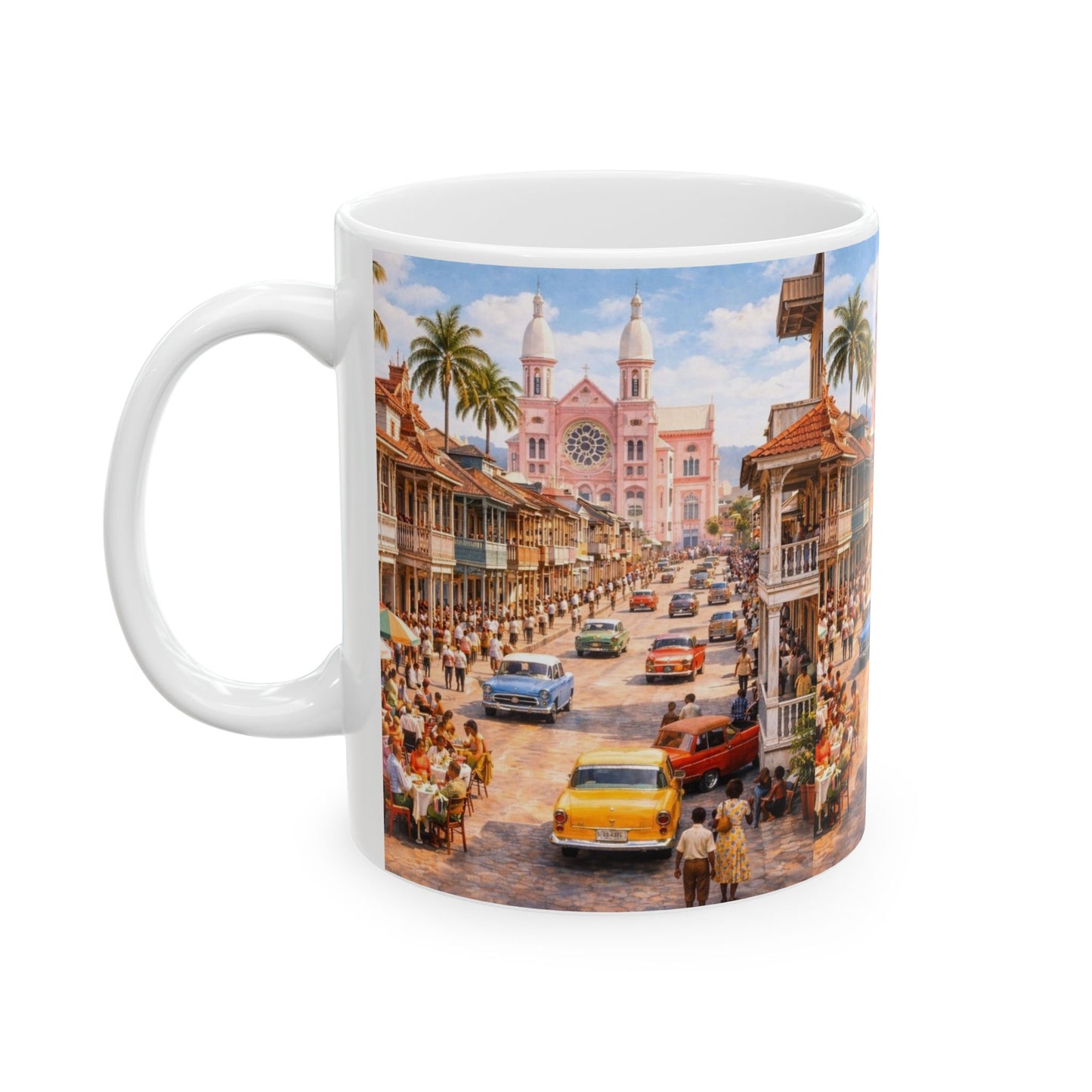Vintage Haiti Devan Cathedral Coffee Mug — Tropical Caribbean Island Scenic Coffee Cup (11oz)