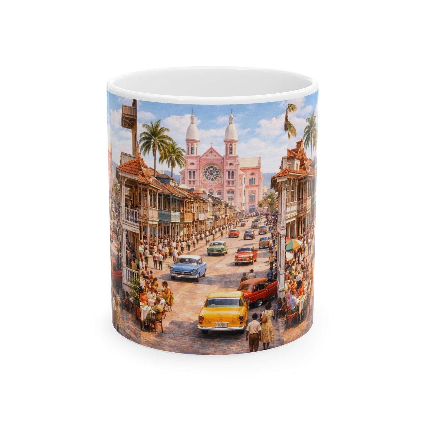 Vintage Haiti Devan Cathedral Coffee Mug — Tropical Caribbean Island Scenic Coffee Cup (11oz)