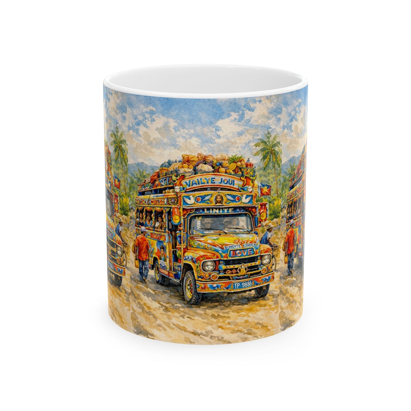Colorful Haiti Tap-Tap Bus Mug — Tropical Caribbean Island Scenic Coffee Cup (11oz)