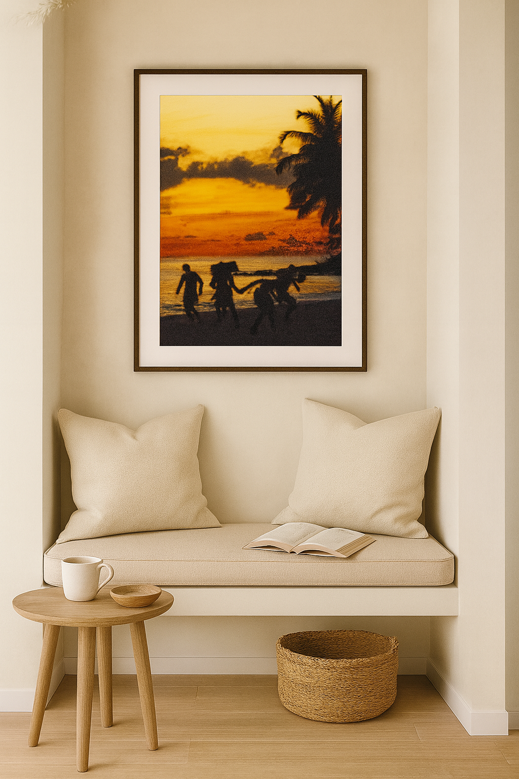 Jacmel Sunset Silhouette Art Print, Beach Decor, Tropical Wall Art, Fine Art Poster, Home Decor, Coastal Vibe, Gift Idea