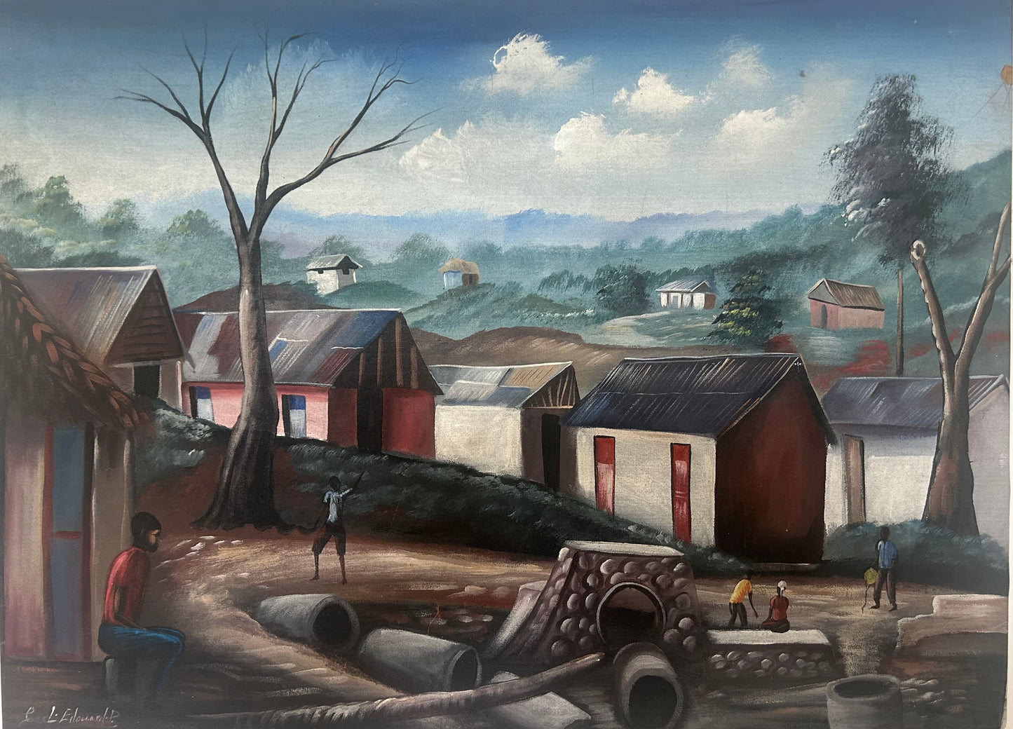 Blue de Lune – Haitian Fine Art Painting, Moonlit Caribbean Landscape